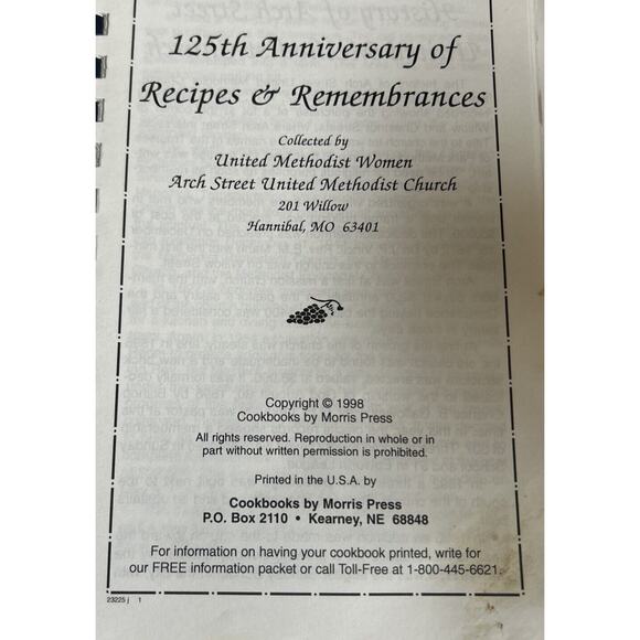 125th Anniversary Of Recipes & Remembrances Cookbook UMC Hannibal, MO - Picture 4 of 4